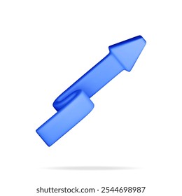 3D growing blue arrow isolated. Render arrow moving up. Growth or success symbol. Business market sales increase. Financial item, business investment, trade. Money and banking. Vector illustration