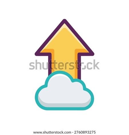 3D growth arrow rising from blue and yellow chain links success concept
