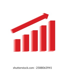 3d Growth Bar Graph with red shading