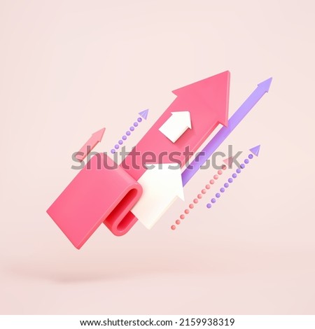 3d growth business icon. Render ap arrows. Concept business success, opportunity, growth upwards, leadership.Vector cartoon illustration