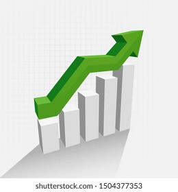 3d growth chart diagram with shadow