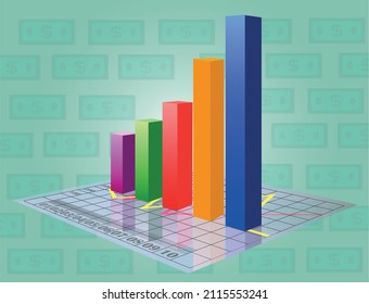 3d growth diagram. Vector illustration.