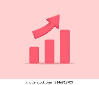 3d growth realistic icon vector concept. Trendy modern design illustration isolated