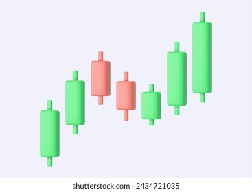 3d Growth stock diagram financial graph or business investment market trade. 3d rendering. Vector illustration