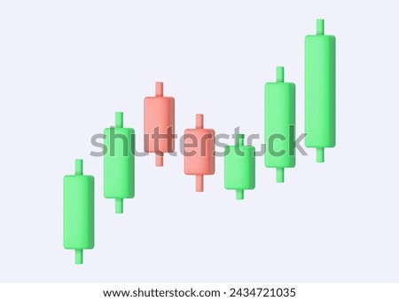 3d Growth stock diagram financial graph or business investment market trade. 3d rendering. Vector illustration