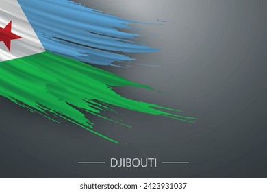 3d grunge brush stroke flag of Djibouti, Template poster design