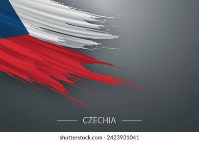 Bandera de trazo de pincel grunge de Czechia, diseño de afiches de plantilla