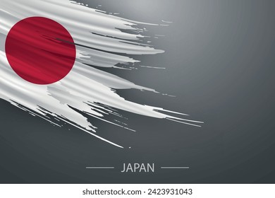 3d grunge brush stroke flag of Japan, Template poster design