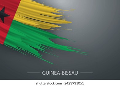 3d grunge brush stroke flag of Guinea Bissau, Template poster design
