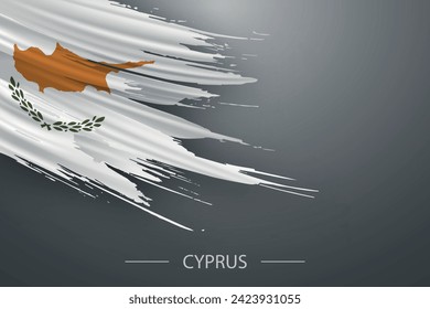 3d grunge brush stroke flag of Cyprus, Template poster design