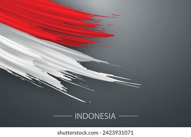 Bandera de trazo de pincel grungo de Indonesia, diseño de afiches de plantilla