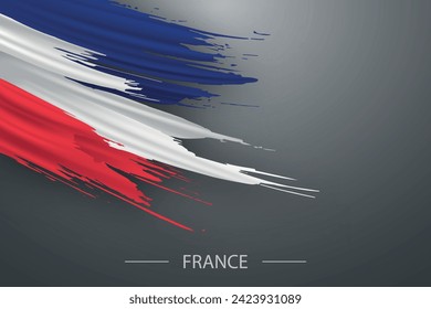 3d grunge brush stroke flag of France, Template poster design