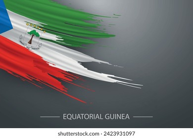 3d grunge brush stroke flag of Equatorial Guinea, Template poster design