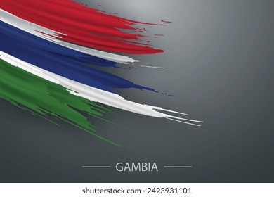 3d grunge brush stroke flag of Gambia, Template poster design