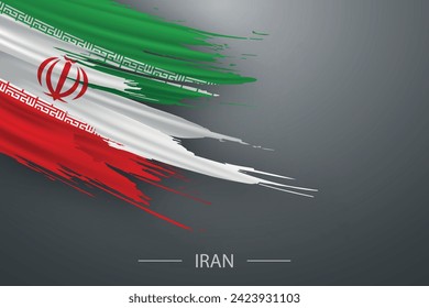3d grunge brush stroke flag of Iran, Template poster design