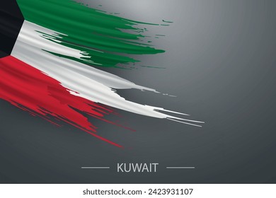 3d grunge brush stroke flag of Kuwait, Template poster design