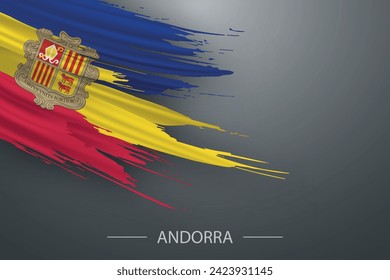 3d grunge brush stroke flag of Andorra, Template poster design