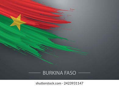 3D Grunge Pinselstrich Fahne Burkina Faso, Template Poster Design