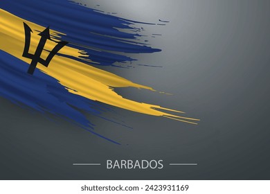 3d grunge brush stroke flag of Barbados, Template poster design