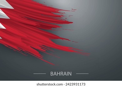 3d grunge brush stroke flag of Bahrain, Template poster design