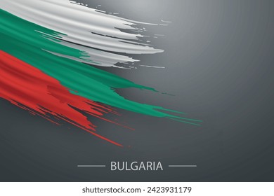 Bandera de trazo de pincel grungo de Bulgaria, diseño de afiches de plantilla