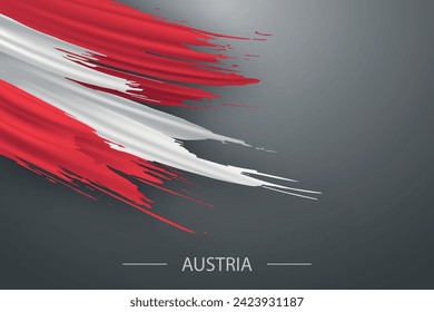 3d grunge brush stroke flag of Austria, Template poster design