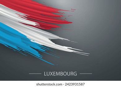 3d bandera de la pinza de brocha gruesa de Luxemburgo, diseño de afiches de plantilla