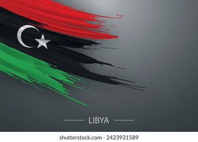 3d grunge brush stroke flag of Libya, Template poster design