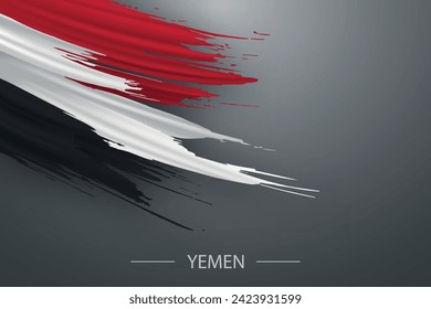 3d grunge brush stroke flag of Yemen, Template poster design