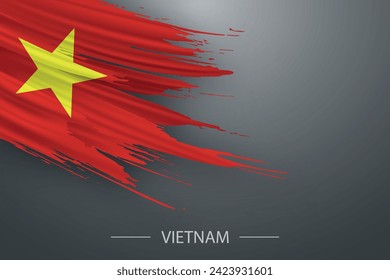 3D-Grunge-Pinselstrich-Flagge Vietnams, Template-Poster-Design