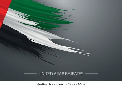 3d grunge brush stroke flag of United Arab Emirates, Template poster design