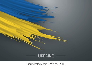 3d grunge brush stroke flag of Ukraine, Template poster design