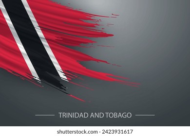 3d grunge brush stroke flag of Trinidad and Tobago, Template poster design