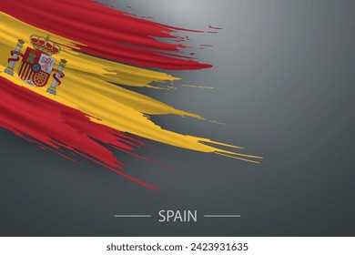 3d grunge brush stroke flag of Spain, Template poster design