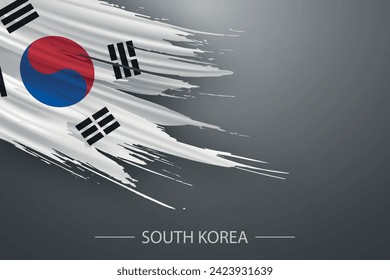 3d grunge brush stroke flag of South Korea, Template poster design