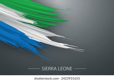 3d grunge brush stroke flag of Sierra Leone, Template poster design