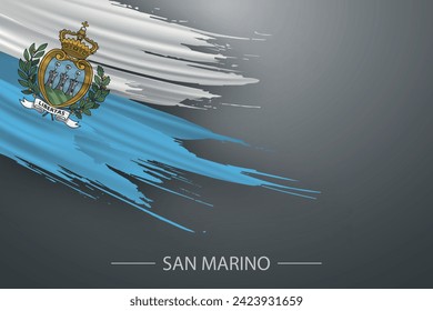 3d grunge brush stroke flag of San Marino, Template poster design