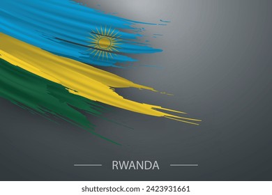 3d grunge brush stroke flag of Rwanda, Template poster design