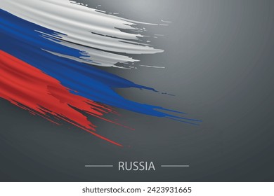 3D-Grunge-Pinselstrich-Flagge Russlands, Template-Poster-Design
