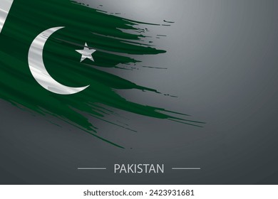 3d grunge brush stroke flag of Pakistan, Template poster design