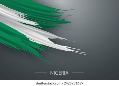 Bandera de trazo de pincel grunge de Nigeria, diseño de afiches de plantilla