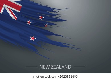 3d grunge brush stroke flag of New Zealand, Template poster design