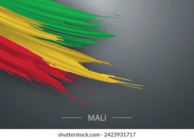 3d grunge brush stroke flag of Mali, Template poster design