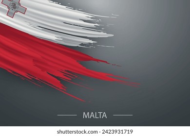 3d grunge brush stroke flag of Malta, Template poster design