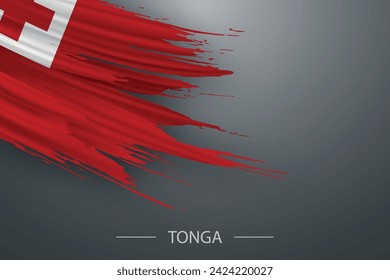 3d grunge brush stroke flag of Tonga, Template poster design