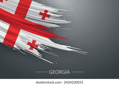 3d grunge brush stroke flag of Georgia, Template poster design