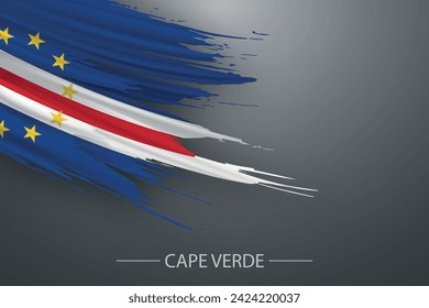 3d grunge brush stroke flag of Cape Verde, Template poster design