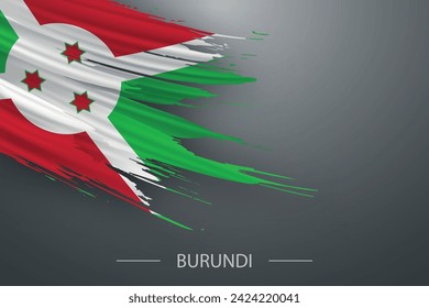 3d grunge brush stroke flag of Burundi, Template poster design