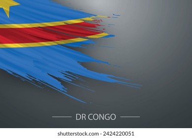 3d grunge brush stroke flag of DR Congo, Template poster design