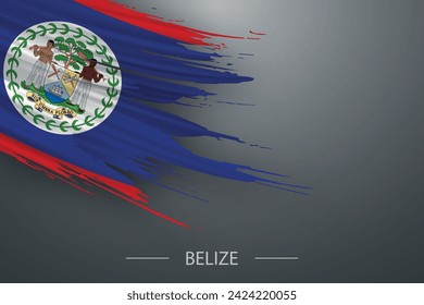 3d grunge brush stroke flag of Belize, Template poster design